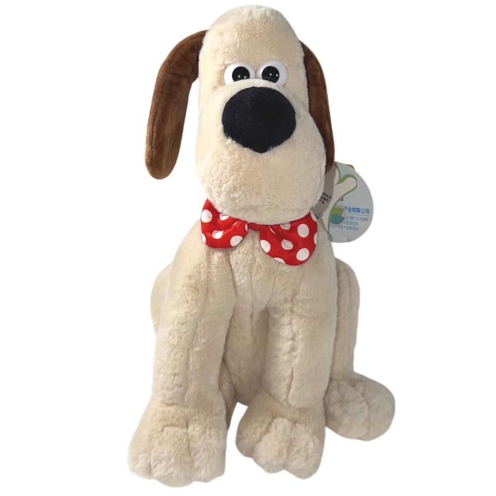 Wallace & Gromit Gromit Plush Stuffed Animal Dog Red Polka Dot Bow Tie 12 Inch